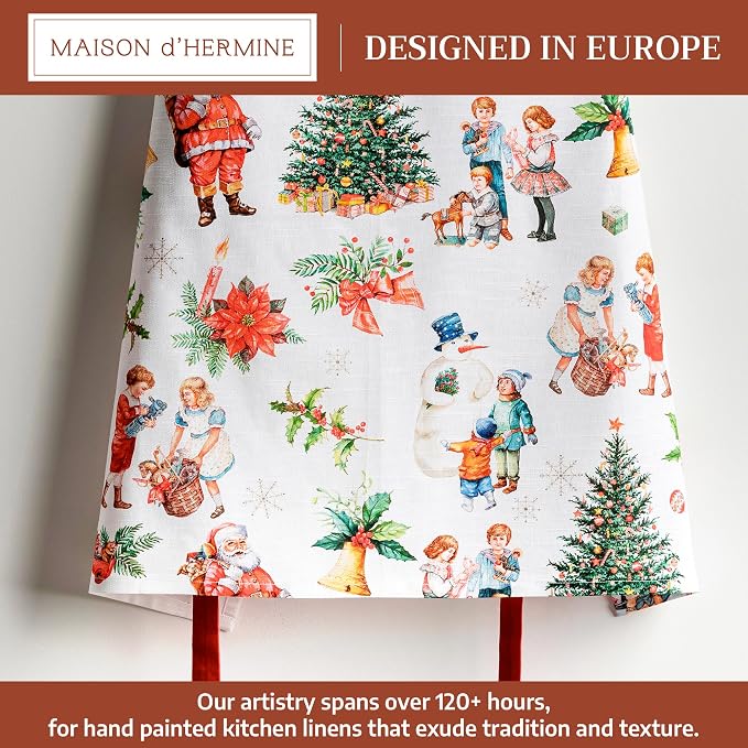 Maison d' Hermine Aprons for women with Pocket 100% Cotton (27.50"x31.50") | Adjustable Neck Strap & long ties Apron Men Chef Wedding Cooking Gardening Server Maid