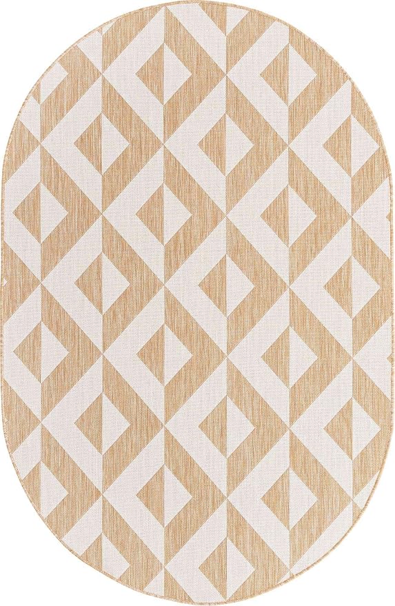 Unique Loom Jill Zarin Outdoor Collection Area Rug - Napa (5' 3'' x 8' Oval, Beige/ Brown)