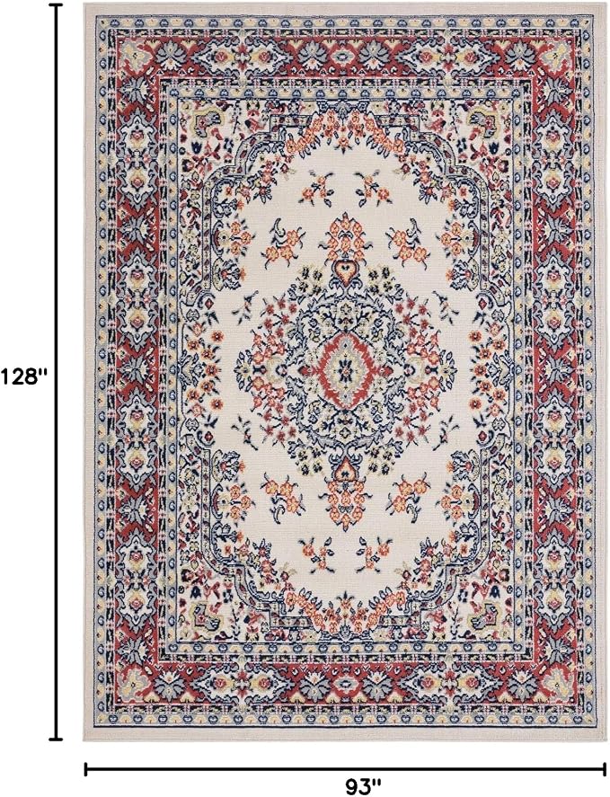 Home Dynamix Premium Sakarya Traditional Medallion Area Rug, Ivory/Red, 7'9"x10'8"