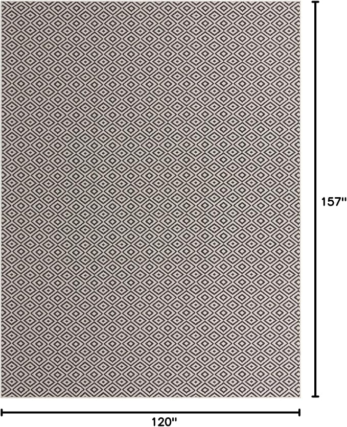 Unique Loom Jill Zarin Outdoor Collection Area Rug - Costa Rica (10' x 13' 1" Rectangle, Charcoal Gray/ Ivory)