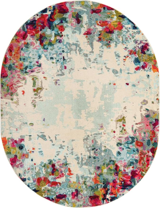Unique Loom Chromatic Collection Area Rug - Joyous (7' 11" x 10' Oval Multi/Blue)