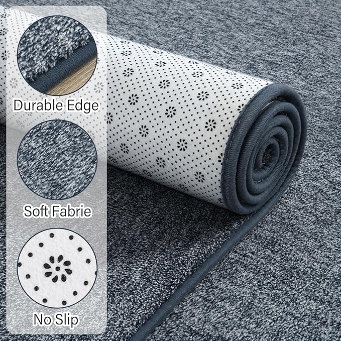 Chicrug Modern 7x10 Memory Foam Area Rugs for Bedroom Living Room | Low-pile Carpet Rug for Kids Playroom, Floor Rug for Bedside Dorm Dining Room Home, Blue and White