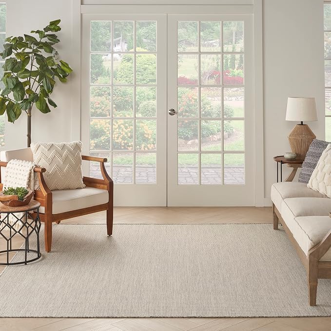 Nourison Home Courtyard Ivory Silver 8' x Square Area Rug - Easy Clean, Non Shedding, Bed Room, Living Room, Dining Room, Kitchen (8' x Square)
