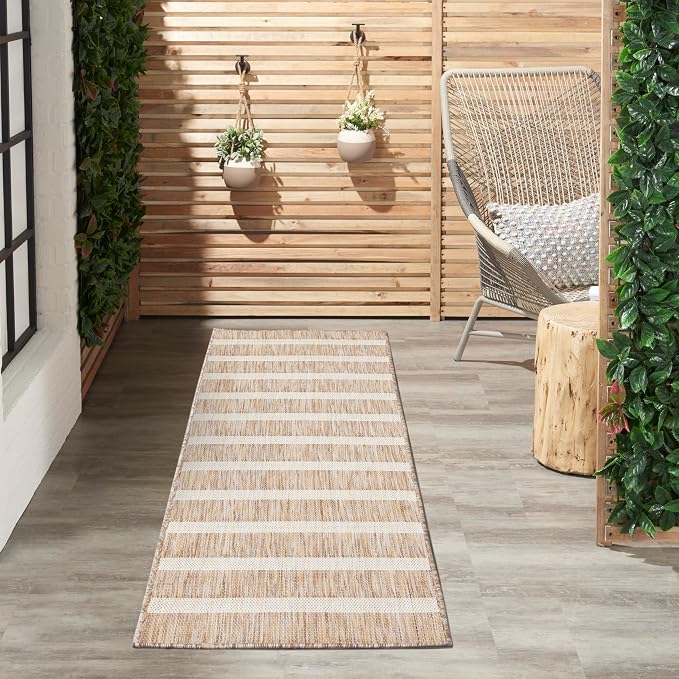 Nourison Home Positano Beige Ivory 2' x 6' Area Rug - Easy Clean, Non Shedding, Bed Room, Living Room, Dining Room, Kitchen (6' Runner)