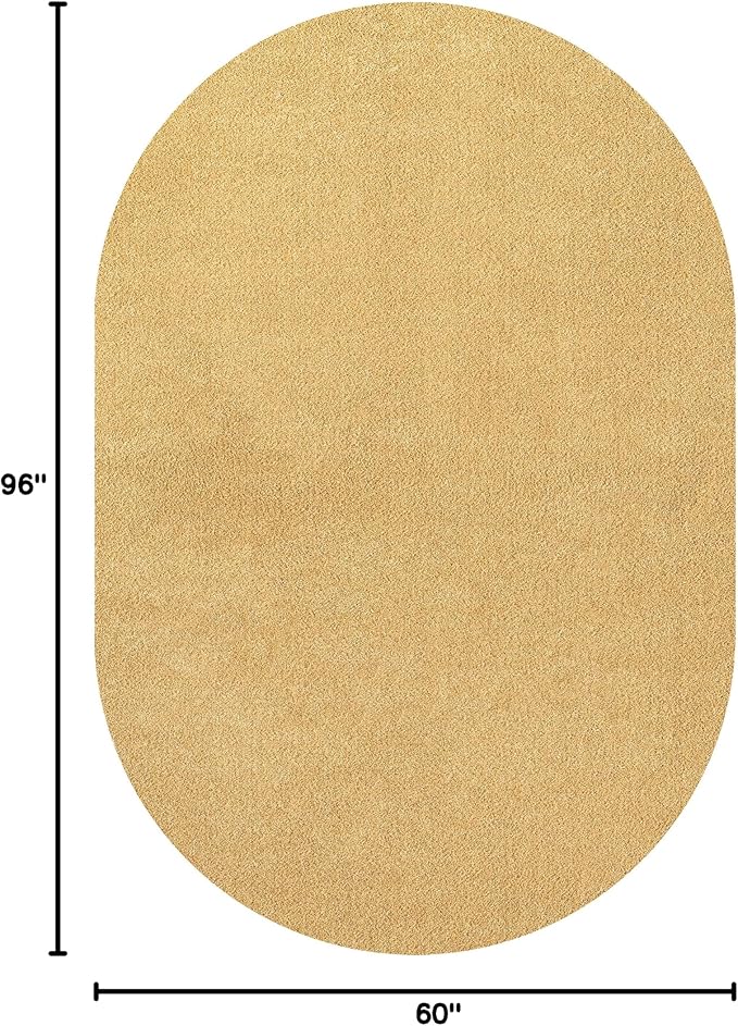JONATHAN Y Haze Solid Low-Pile Mustard 5x8 Oval Indoor Area Rug, Coastal,Bohemian,Minimalist,Classic, Easy-Cleaning for Living Room,Bedroom,Kitchen,Pet Friendly,Non-Shedding (SEU100B-5OV)