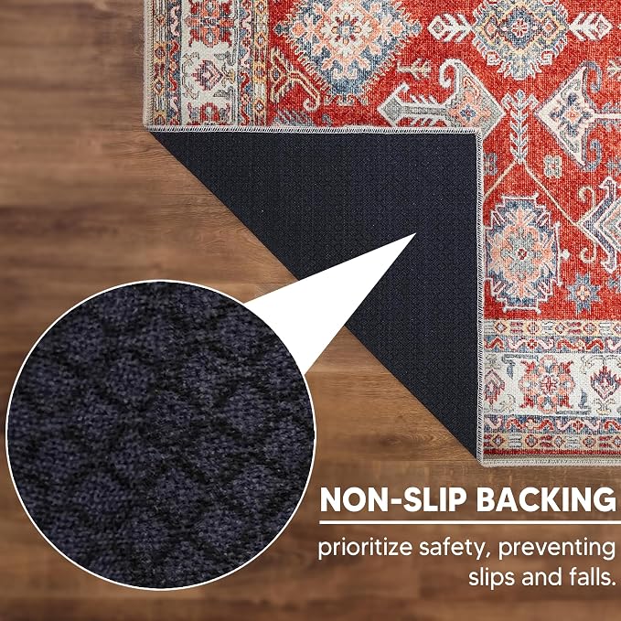Keen Home Design Vintage Washable Runner Rug, Non-Slip Low Pile, 2x7 | Machine Washable Cotton Chenille, 0.25In Low Pile, Rubber Non-Slip Back; Kitchen, Hallway, Bathroom, Laundry Room