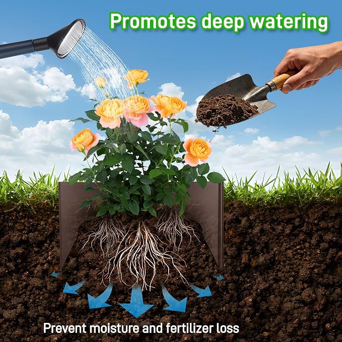 Anothera 48 Pieces Planting Rings, Diameter Range 8.2-15.7 Inches, Interlocking Garden Planting Rings, Brown Garden Rings for Plant Support