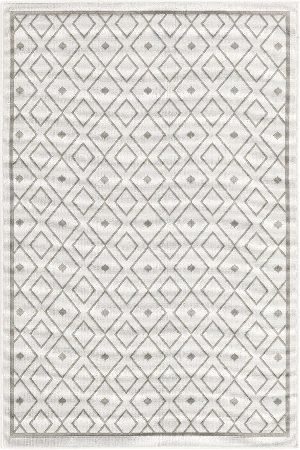 Unique Loom Outdoor Trellis Collection Area Rug - Kafes (4' 1" x 6' 1" Rectangle, Ivory/ Gray)