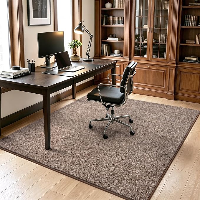 Keeko 5x5 Square Area Rugs for Living Room Bedroom,Soft Washable Carpet | Modern Indoor Memory Foam Entryway Rug Low Pile Minimalist Non Slip Rug for Kids Nursery Dorm Room Home Decor Brown and White
