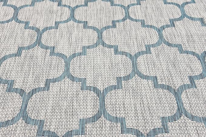 Unique Loom Outdoor Trellis Collection Area Rug (7' 1" x 10' Rectangle, Gray/ Ivory)