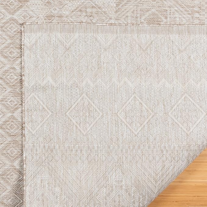 Gertmenian Indoor Outdoor Area Rug, Classic Flatweave, Moroccan Collection II, Stain & UV Resistant Carpet, Deck, Patio & Mudroom, 9x13 Extra Large, Vintage Brown Tan Distressed Classic Tribal, 19504