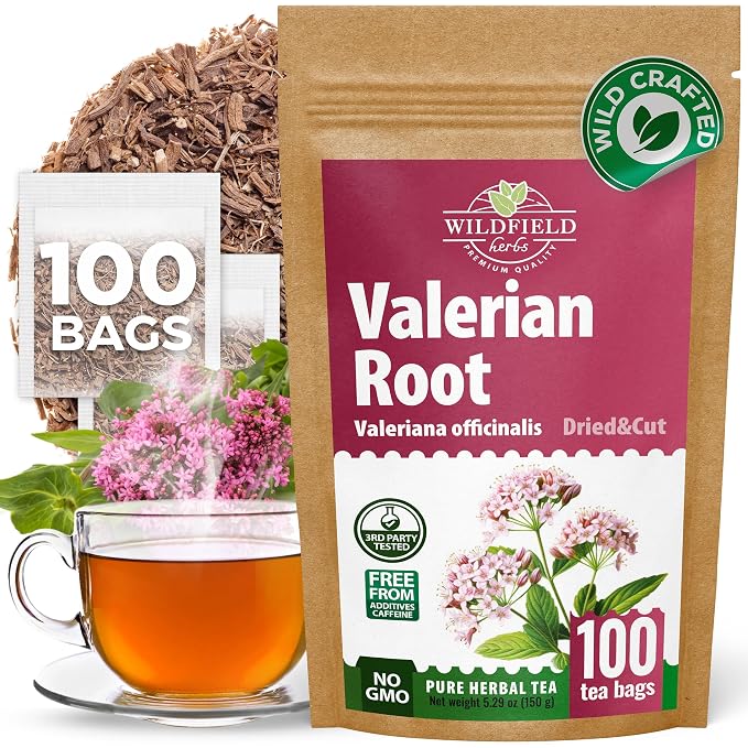 100 Valerian Root Herb Valerian Root Tea Loose Leaf Herbal Tea (Valeriana officinalis) - 100 Count 1.5g Valeriana Roots Tea Herb