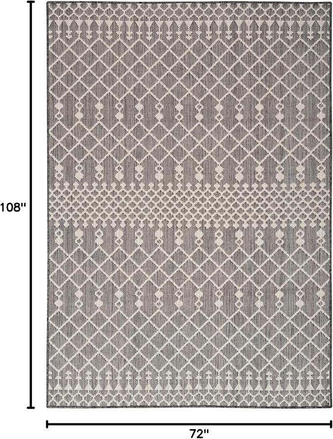 Nourison Home Positano Charcoal 6' x 9' Area Rug - Easy Clean, Non Shedding, Bed Room, Living Room, Dining Room, Kitchen (6' x 9')