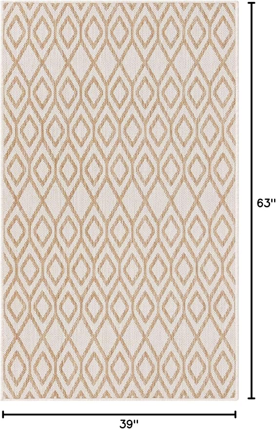 Unique Loom Outdoor Collection Area Rug - Costa Rica (3' 3" x 5' 3" Rectangle, Beige/ Cream)
