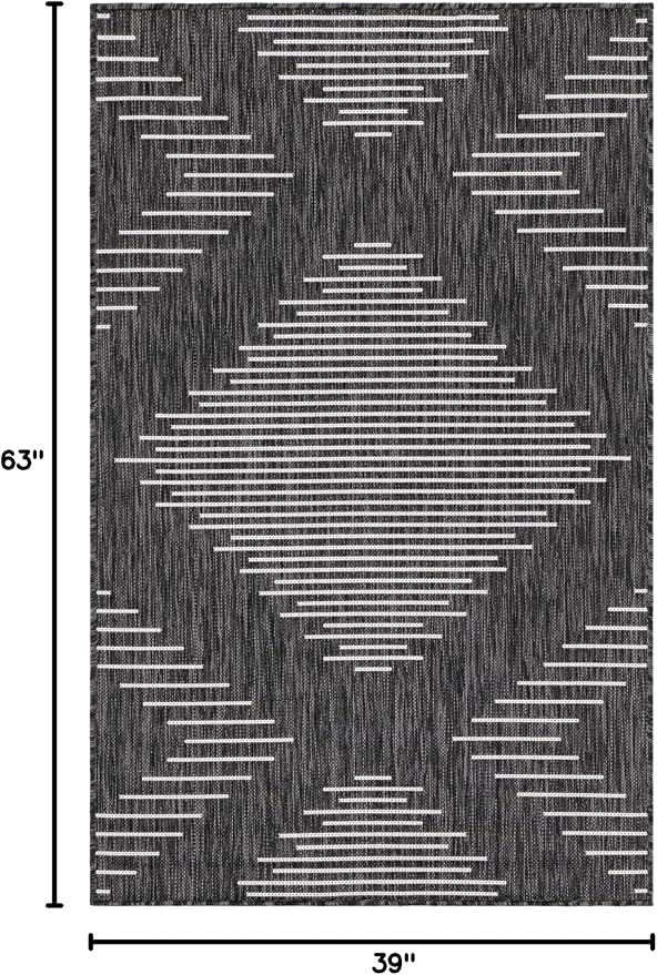 Unique Loom Outdoor Modern Collection Area Rug - Tambor (3' 3" x 5' 3" Rectangle Charcoal Gray/Ivory)