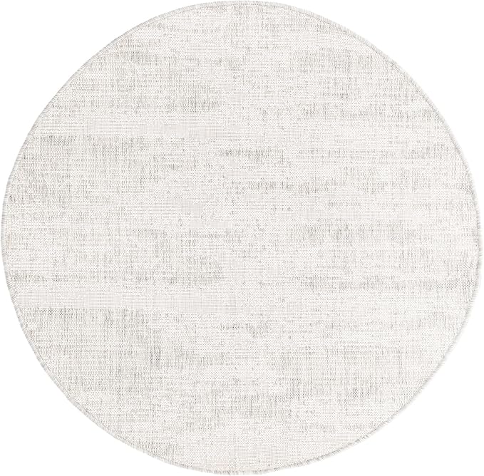 Unique Loom Outdoor Modern Collection Area Rug - Cartago (4' 1" Round, Gray/ Ivory)