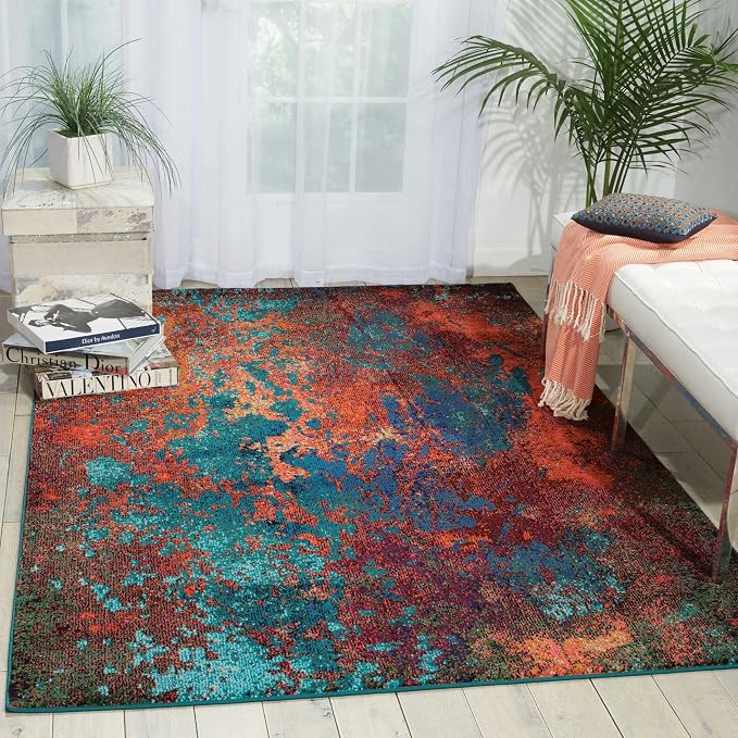 Nourison Home Celestial Atlantic 3'11" x 5'11" Area Rug - Easy Clean, Non Shedding, Bed Room, Living Room, Dining Room, Kitchen (4' x 6')