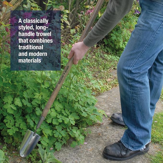 Spear & Jackson Stainless Steel Long-Handled Trowel, Durable Gardening Tool with Ergonomic Handle for Effortless Digging
