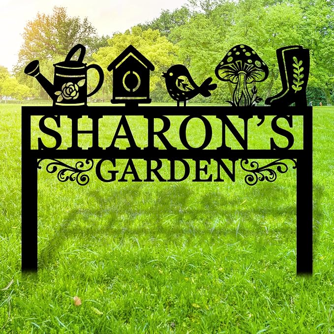 Personalized Garden Sign, Custom Yard Sign With Metal Stake, Garden Signs Decorative Outdoor, Gardens Sign Stake, Lawn Signs, Yard Gifts, Mother Gift