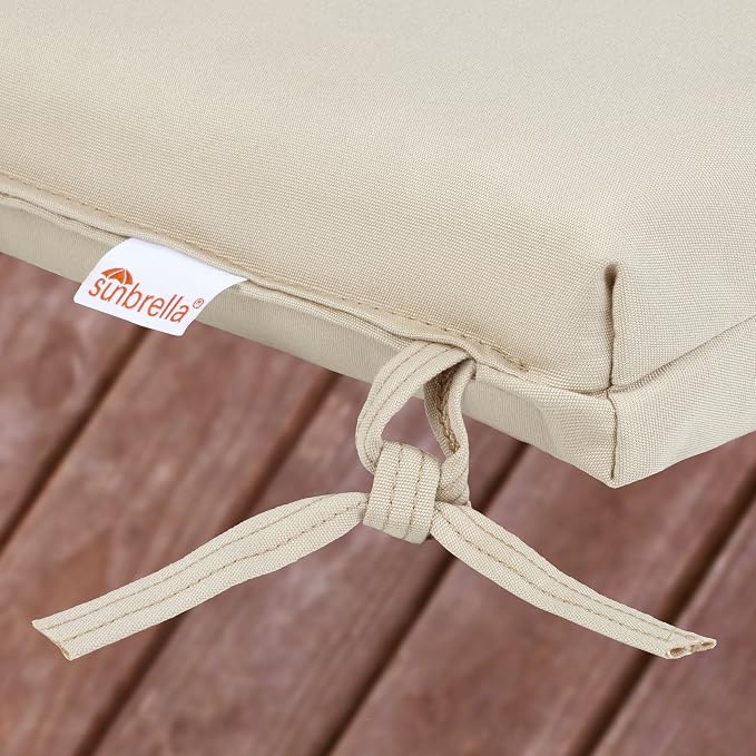 Sorra Home Sunbrella Bristol Square Chair Cushion (Set of 2) - Fade & Water Resistant, Outdoor & Indoor Patio Seat Cushion with Plush Foam - Canvas Spa (20" x 20" x 2.5")