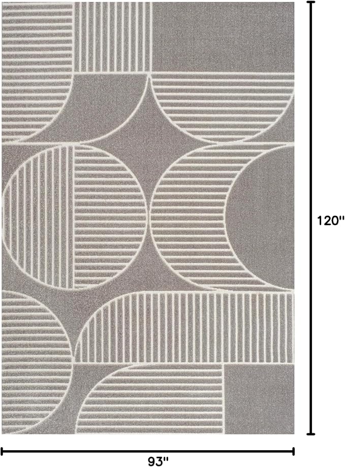JONATHAN Y Nordby High-Low Arch Striped Gray/Cream Indoor/Outdoor Area Rug, 8x10, Contemporary,Bohemian, Transitional for Bedroom,Kitchen,Living Room,Non Shedding (SCN104C-8)