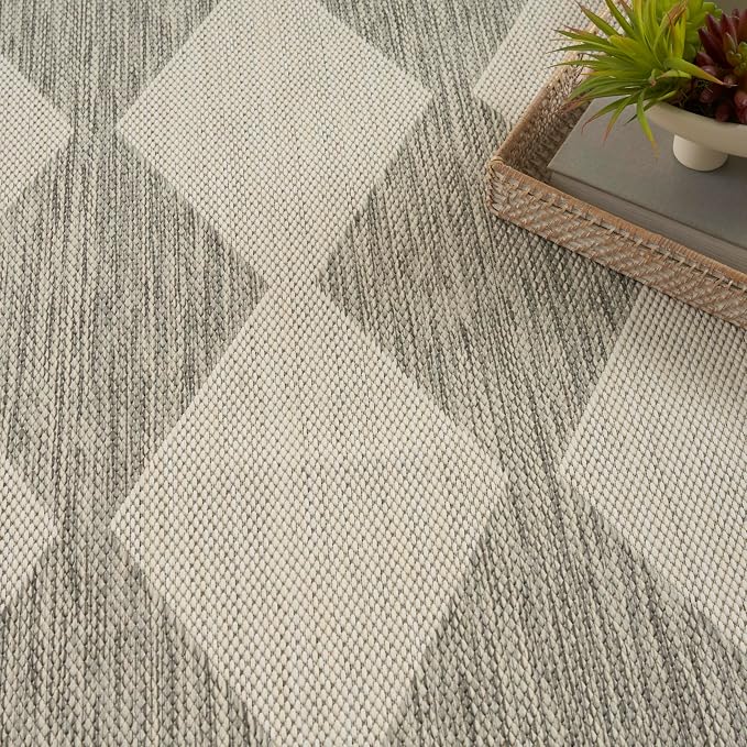 Nourison Home Positano Light Grey 9' x 12' Area Rug - Easy Clean, Non Shedding, Bed Room, Living Room, Dining Room, Kitchen (9' x 12')