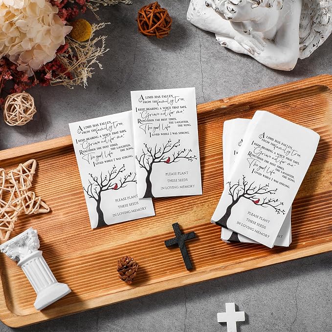 Fumete 120 Pack Cardinal Seed Packets Bulk Memorial Day Coin Envelopes Kraft Small Celebration of Life Funeral Favors for Guests Loss of Loved One Veterans Day Gift, 3.9 x 2.4 Inch