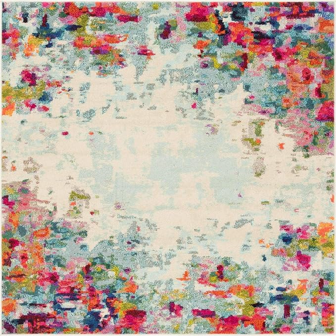 Unique Loom Chromatic Collection Modern Colorful & Vibrant Abstract Area Rug For Any Home Décor (6' 0 x 6' 0 Square, Multi/Beige)