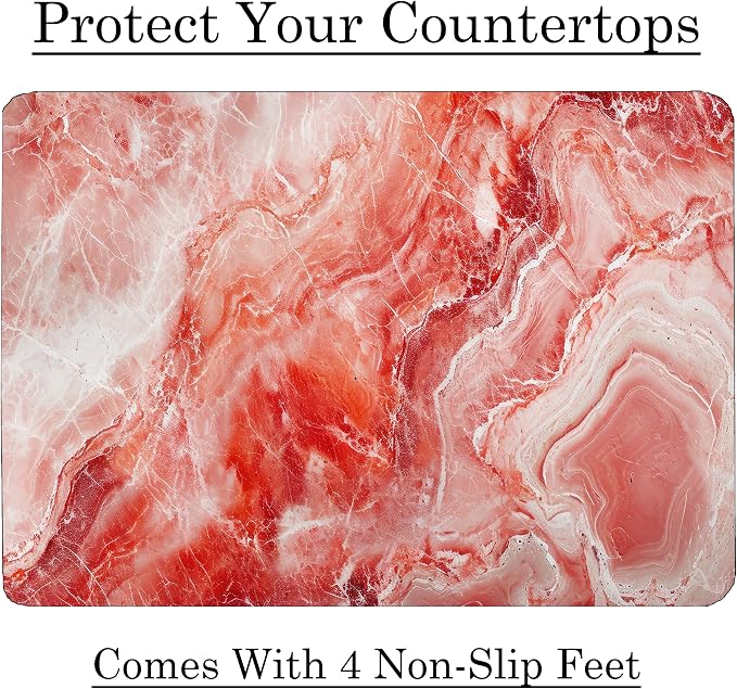 Red Marble Kitchen Glass Cutting Board Ocean Decorative Gift Marbled Granite Stone Rock Gift For Her Mom Wife (Red Marble)