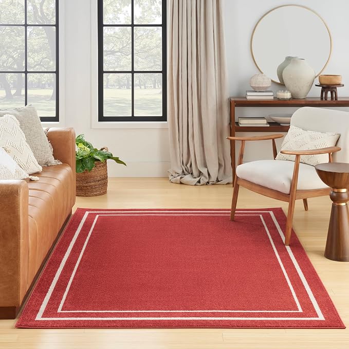 Nourison Home Nourison Essentials Brick Ivory 4' x 6' Area Rug - Easy Clean, Non Shedding, Bed Room, Living Room, Dining Room, Kitchen (4' x 6')
