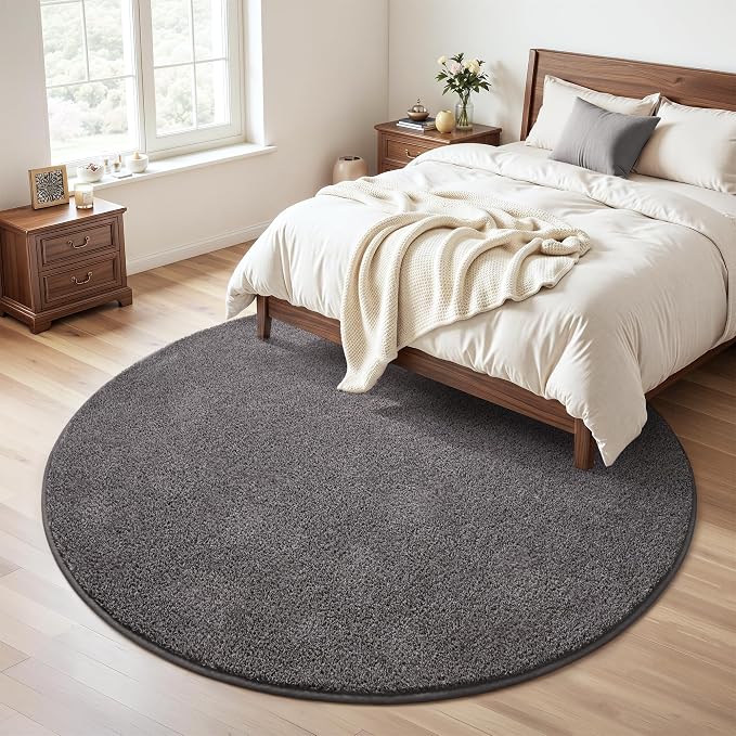 Keeko Round Area Rug 7ft for Living Room Bedroom,Soft Washable Circle Rug | Modern Indoor Memory Foam Entryway Rug Low Pile Minimalist Non Slip Rug for Kids Nursery Dorm Room Home Decor