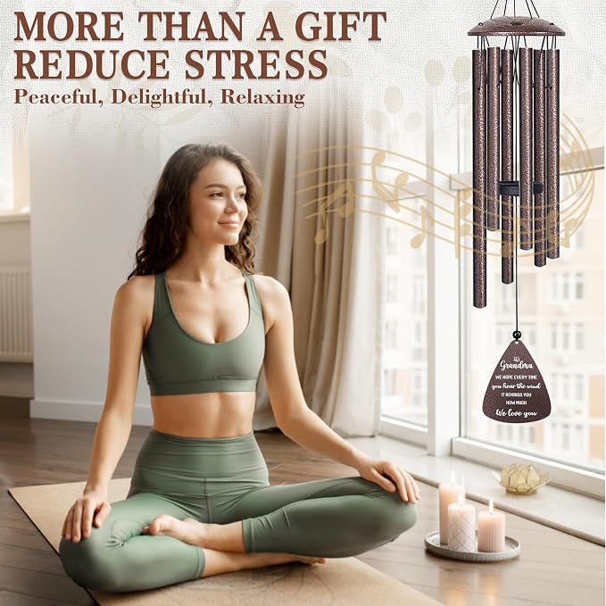 Gifts for Grandma, 32" Bronze Wind Chimes Grandma Gifts, Best Nana Ever Gift for Birthday Christmas for Grandmother Granny Grammy from Grandkids, Home Decor