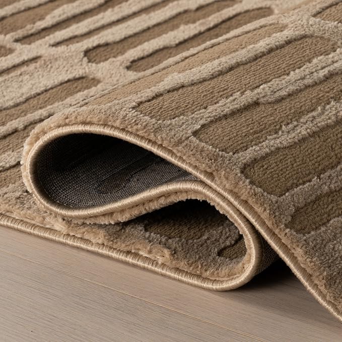 nuLOOM Kailani Sand Abstract Washable Area Rug, 3' x 5' | Nuloom Kailani Abstract 3' x 5' Machine Washable Accent Rug for Living Room Bedroom Dining Room Entryway, Sand