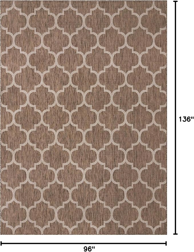 Unique Loom Outdoor Trellis Collection Area Rug (8' x 11' 4" Rectangle, Brown/ Ivory)