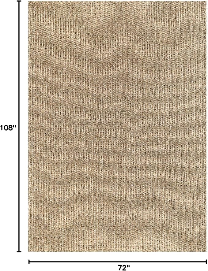 Luul Home Easy Jute Rugs 6x9 Natural Color Living Room Indoor Outdoor Area Rug for Farmhouse Patio and Kitchen Rug High Traffic Washable Easy to Clean Solid Boho Woven Design Outside Carpet (6 x 9)