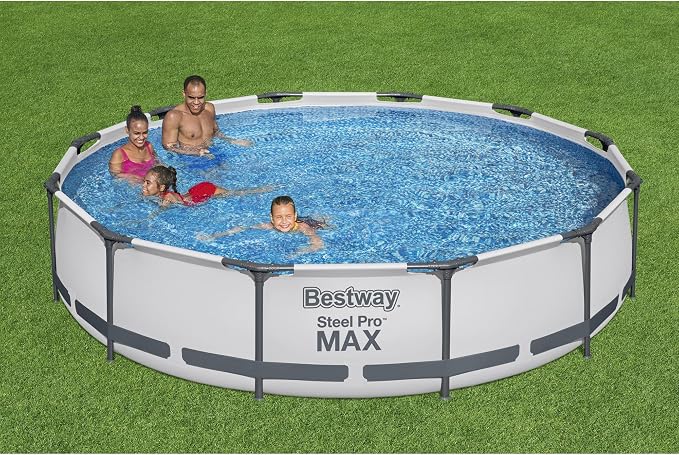 Bestway Steel Pro MAX 12' x 30" Above Ground Pool Set with Filter Pump | Metal Frame Pool, Corrosion-Resistant Steel, Puncture-Resistant Liner, Filter Pump, No-Tool Setup, Quick-Click Connectors