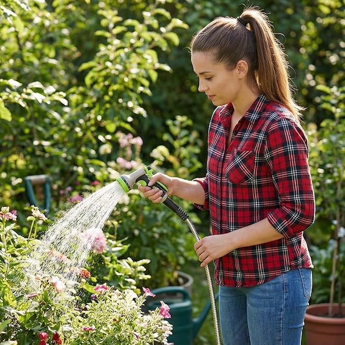 UNCO- Stainless Steel Metal Hose with 10 Functions Spray Nozzle, 75 ft, No Kink, Metal Garden Hose