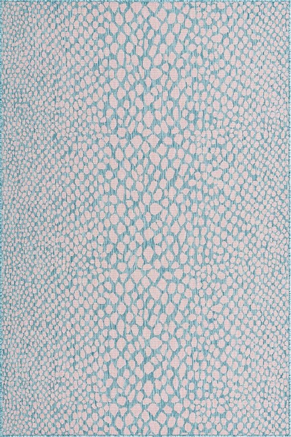 Unique Loom Jill Zarin Jill Zarin Outdoor Collection Area Rug - Cape Town (5' 3" x 8' Rectangle, Pink and Aqua/Light Blue)