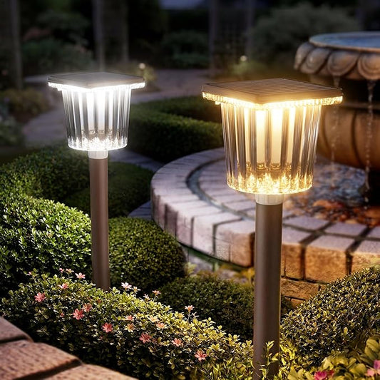 Super Bright Solar Outdoor Lights Waterproof Pathway Powered 4-Pack, Adjustable Warm&Cool White, Garden Decor Outside for Front Porch Yard/Patio/Walkway/Driveway/Lawn/Flowerbed/Landscape Lighting