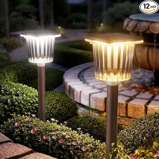ALFIOT 12-Pack Super Bright Solar Lights Outdoor Waterproof,Adjustable Warm&Cool White, Solar Powered Garden Decor Landscape Lighting Outside for Front Yard/Patio/Walkway/Driveway/Lawn/Path Light