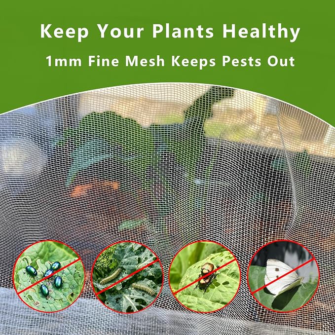 Durable Garden Fine Mesh Netting, 10x33ft Insect Netting for Plant | Thicker Plant Cover for Raised Bed, Row Cover, Pest Barrier for Vegetables Flowers, mosquito netting