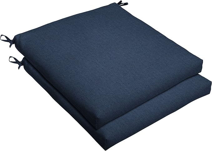 Sorra Home Sunbrella Bristol Square Chair Cushion (Set of 2) - Fade & Water Resistant, Outdoor & Indoor Patio Seat Cushion with Plush Trupedic Foam - Spectrum Indigo (20" x 20" x 2.5")