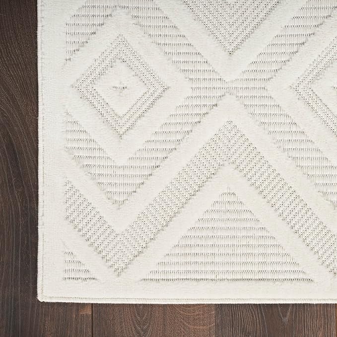 Nourison Home Versatile Ivory White 2'2" x 7'6" Area Rug - Easy Clean, Non Shedding, Bed Room, Living Room, Dining Room, Kitchen (8' Runner)