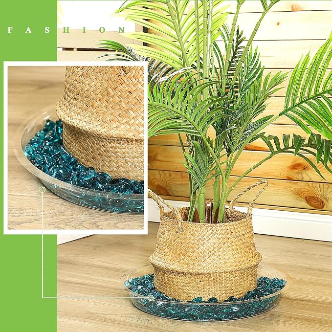Shellwei 18 Pack 20 Inch Plastic Plant Saucers Extra Large Clear Flower Pot Drip Trays Plants Drip Tray Plant Drainage Tray Plants Saucer Trays for Indoors Outdoors