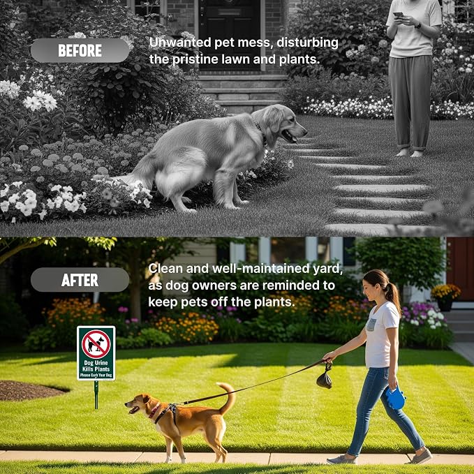 SmartSign 10 x 7 inch “Dog Urine Kills Plants, Please Curb Your Dog” LawnPuppy Yard Sign and 18 inch Stake Kit, 40 mil Laminated Rustproof Aluminum, Green and White, Set of 1