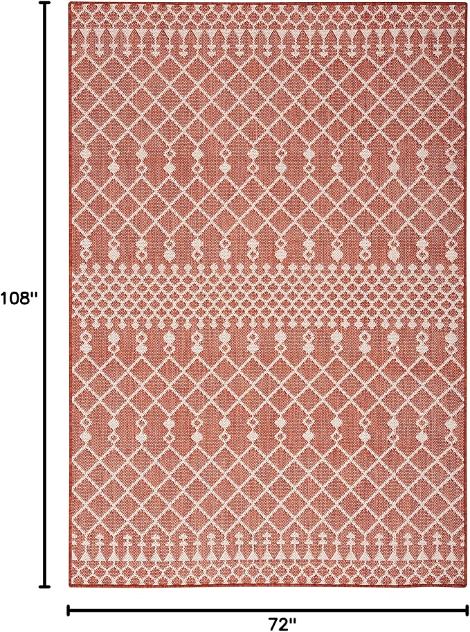 Nourison Home Positano Terracotta 6' x 9' Area Rug - Easy Clean, Non Shedding, Bed Room, Living Room, Dining Room, Kitchen (6' x 9')
