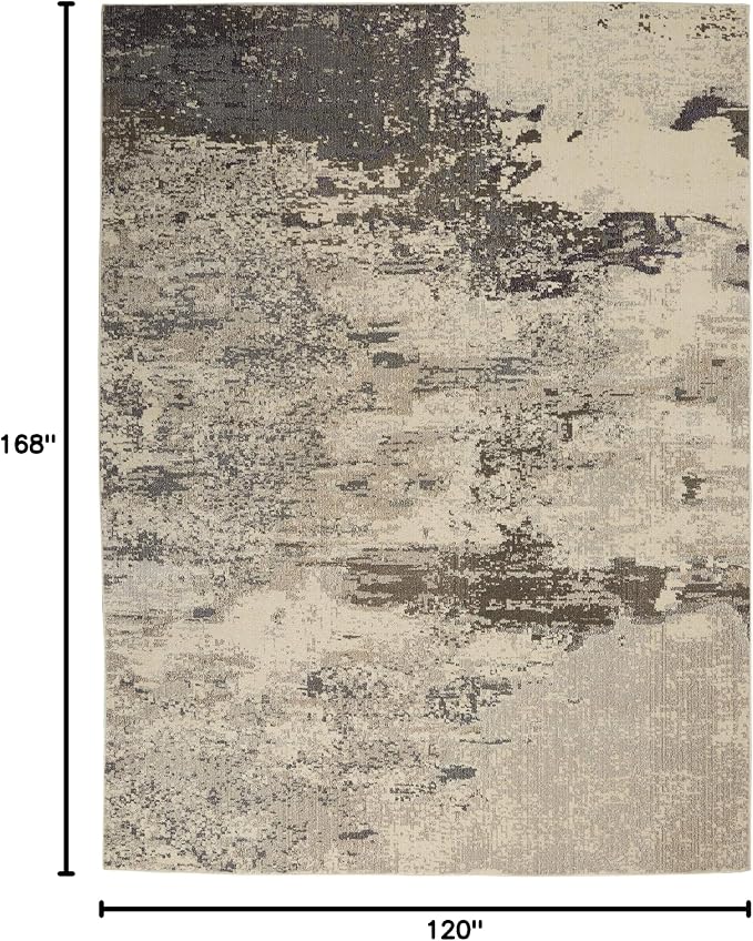 Nourison Home Celestial Ivory Grey 10' x 14' Area Rug - Easy Clean, Non Shedding, Bed Room, Living Room, Dining Room, Kitchen (10' x 14')