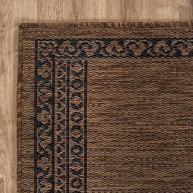 Washable Outdoor Rug 5x7 Modern Area Rugs Outdoor Carpets Bordered Pattern Non Shedding Waterproof Easy Clean Patio Deck Porch Living Room Bedroom Garden RV (5 X 7 Gold)