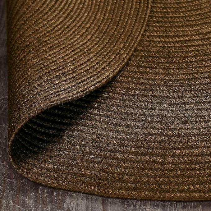 Superior Indoor Outdoor Area Rug, Handwoven Reversible Braided Home Decor for Living Room, Kitchen, Entryway, Patio, Front Porch, Deck, Modern, Boho, Farmhouse Style, 2' x 8' Oval, Cocoa