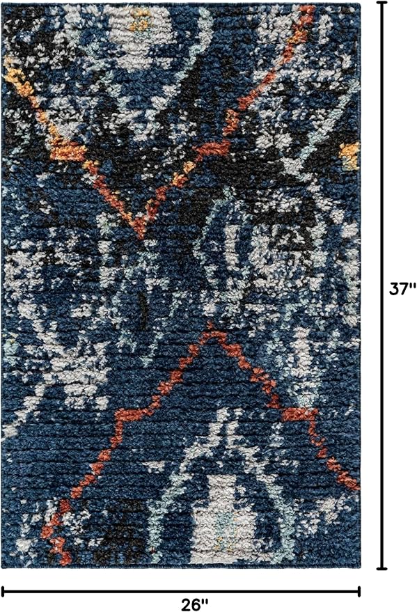 Unique Loom Morocco Collection Tribal, Southwestern, Bohemian Area Rug (2' 2 x 3' 0 Rectangular, Navy Blue/Gray)